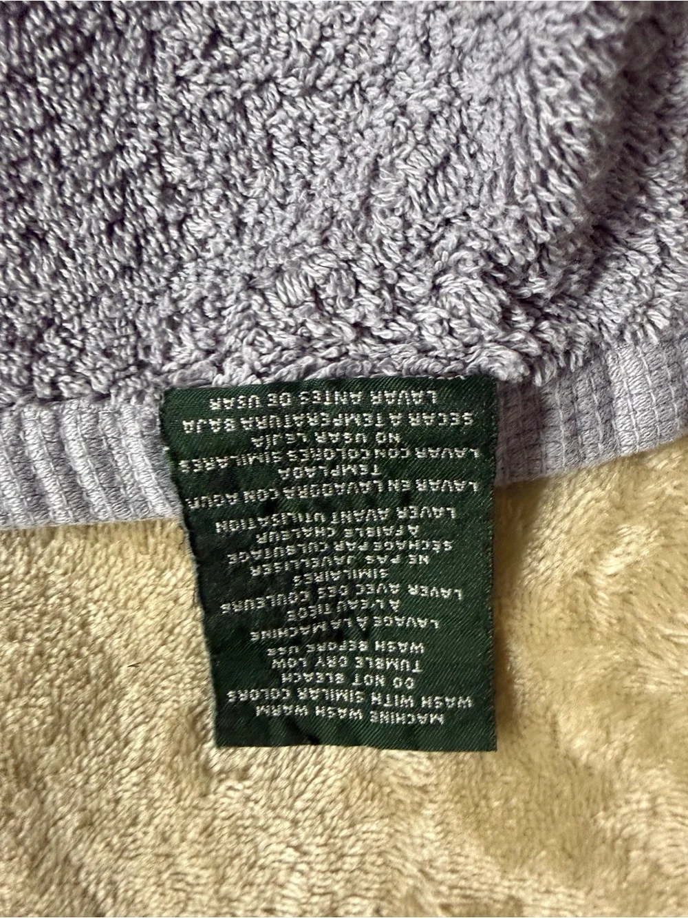 Ralph Lauren Light Gray lavender Plush Cotton Bath Towel 30”x53” RN41381